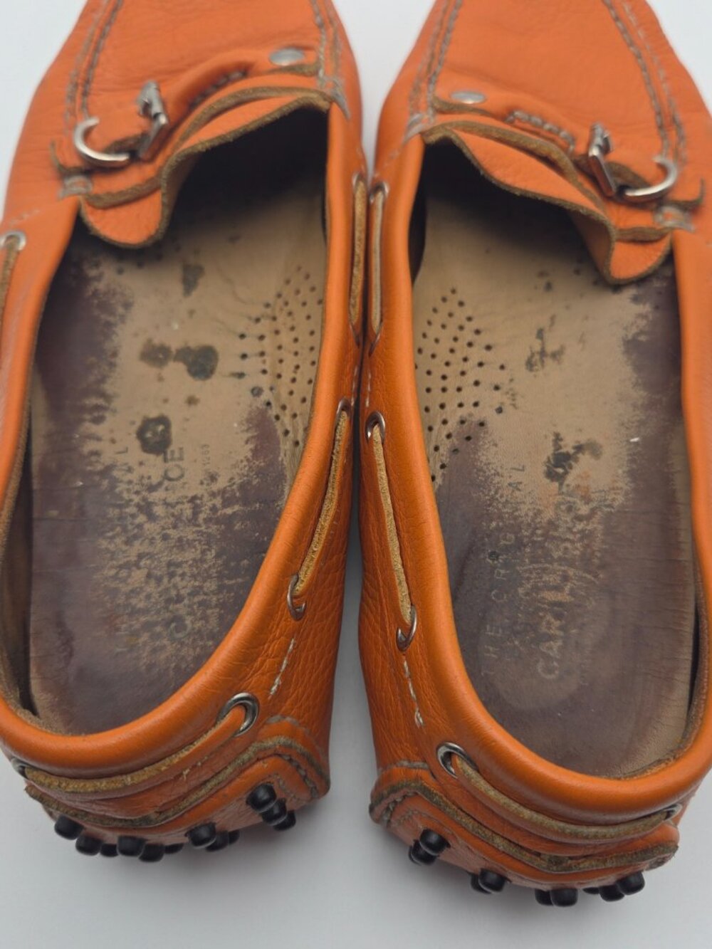 The Original Car Shoe Orange Leather Loafers Women Size 39.5 - Picture 8 of 8